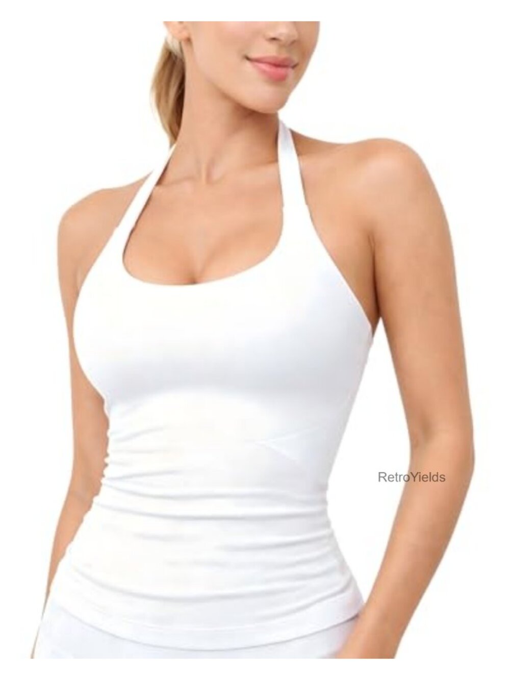 Halter Tank Top with Built-in Bra Padded Workout Yoga Top